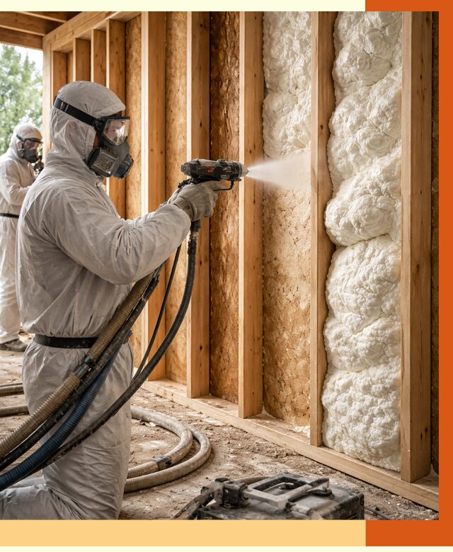 Утепление каркасного дома ППУ в Белореченске от 2840 руб./м2 — работа под ключ | ТепломастерБлч