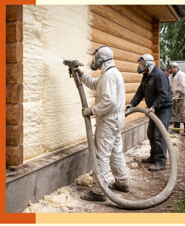 Утепление дома из бруса пенополиуретаном в Белореченске