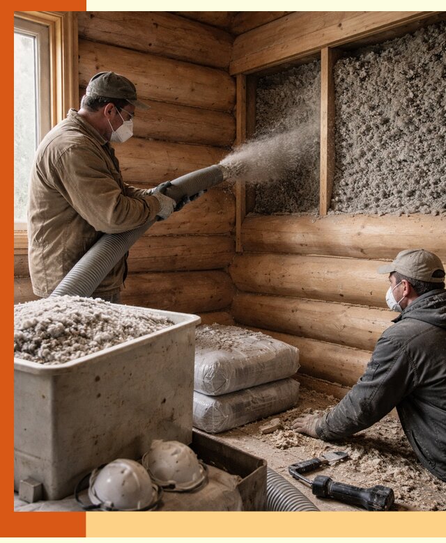 Утепление дома из бруса эковатой в Белореченске