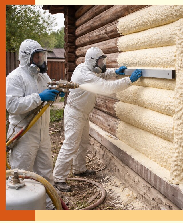 Утепление бревенчатого дома ППУ в Белореченске эффективной изоляцией