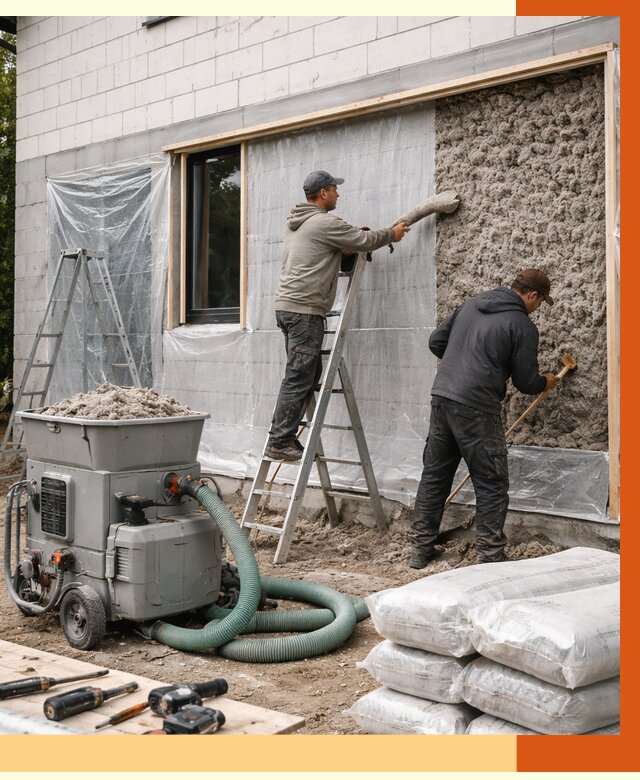 Утепление дома из газобетона эковатой в Белореченске от 4565 руб./м2 | ТепломастерБлч