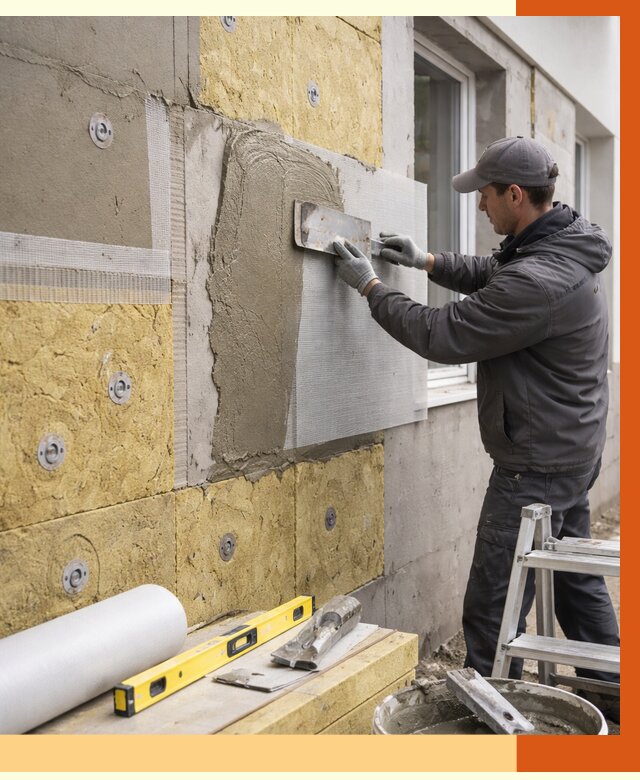 Утепление фасада под штукатурку в Белореченске от 4260 руб/м2 — монтаж пенопластом и минватой | ТепломастерБлч