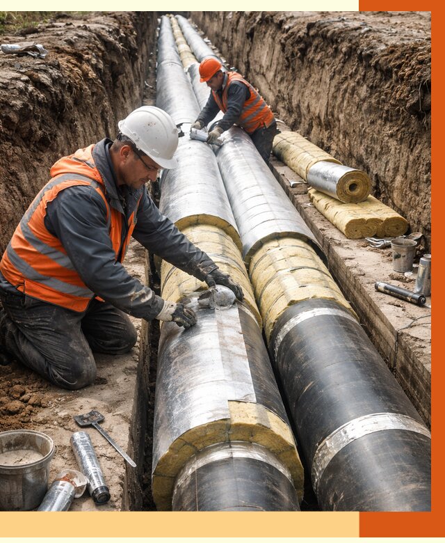 Утепление теплотрассы в Белореченске от 4565 руб./м2 — ппу и комплексная изоляция | ТепломастерБлч