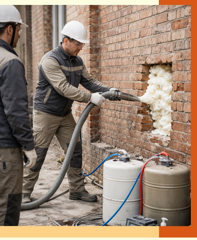 Заливка ППУ в пустоты кирпичной стены в Белореченске от 2790 руб. | ТепломастерБлч