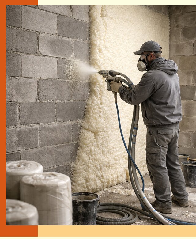 Утепление блочной стены ППУ в Белореченске качественно и надёжно