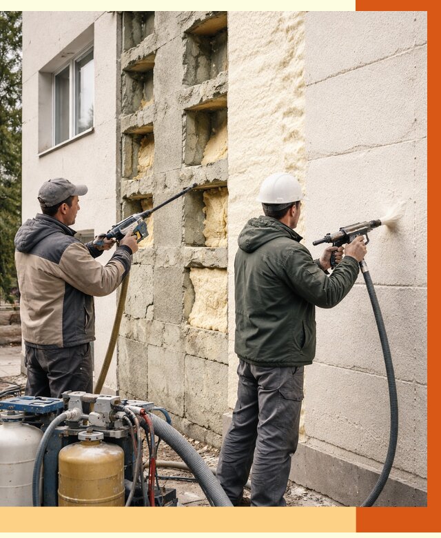 Заполнение пустот фасада в Белореченске от 4565 руб. — утепление пустот облицовки | ТепломастерБлч