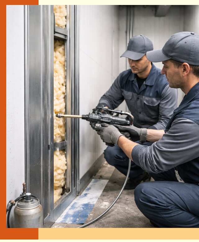 Заполнение пустот холодильных панелей в Белореченске специализированной пеной