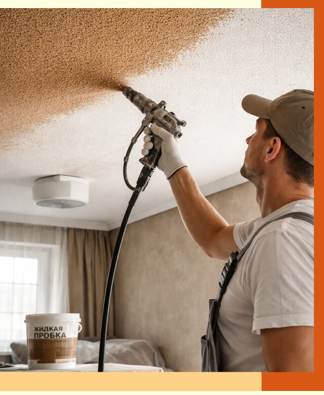 Утепление потолка жидкой пробкой в Белореченске от 3550 руб. | ТепломастерБлч